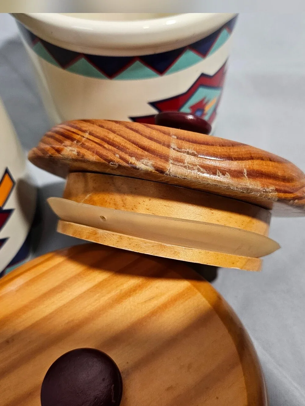 Vintage Western Aztec Southwest Kitchen Decor Containers Canisters Jars Lot Of 2